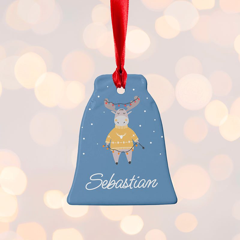 Personalised Festive Moose Christmas Decoration