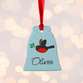 Personalised Holly Robin Christmas Decoration