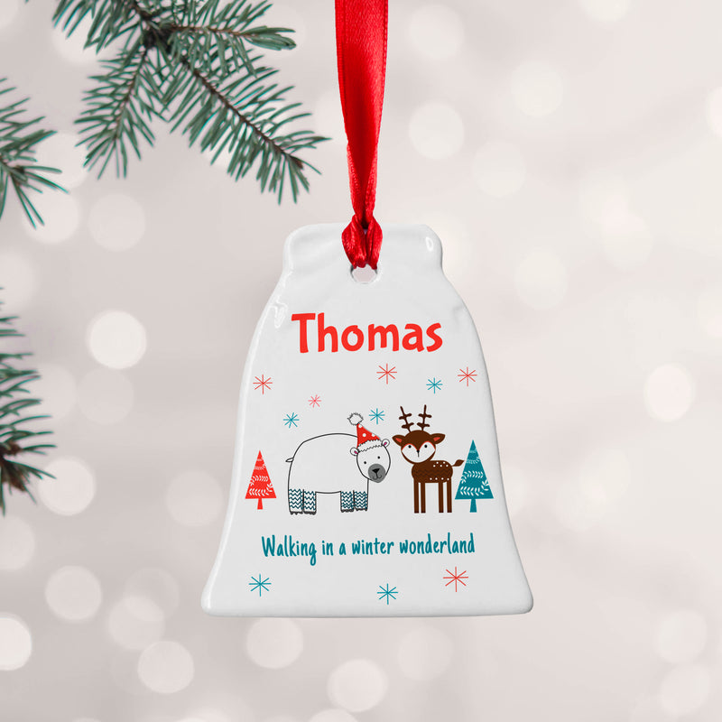 Personalised Winter Scene Ceramic Decoration