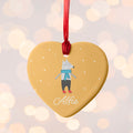 Personalised Winter Wolf Ceramic Decoration