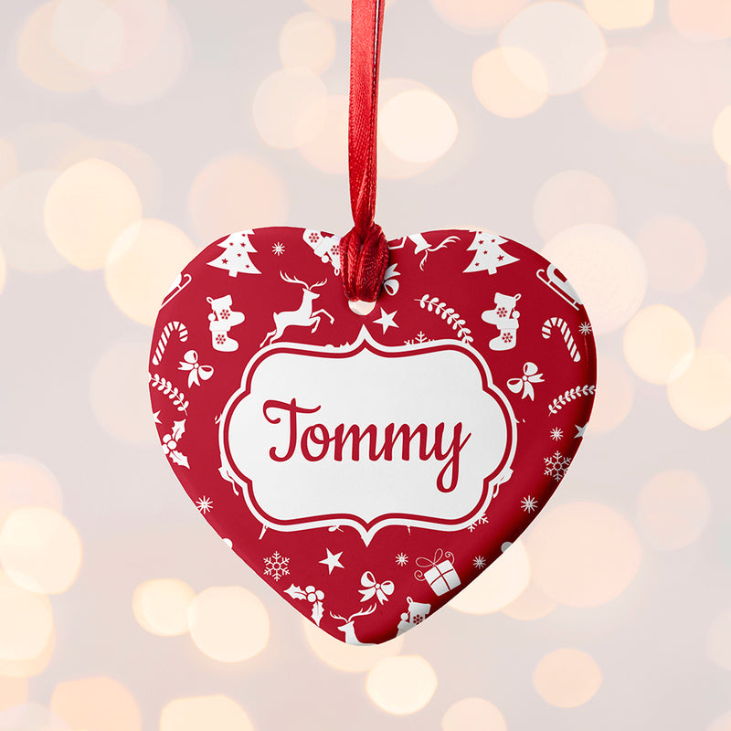 Personalised Festive Pattern Ceramic Decoration