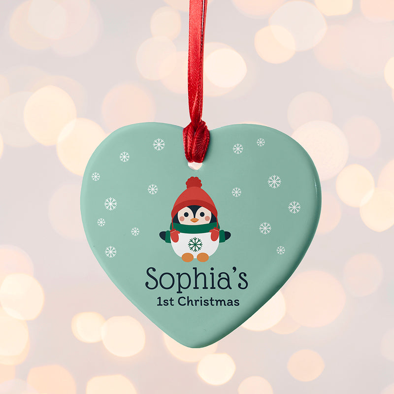 Personalised Baby Penguin 1st Christmas Decoration