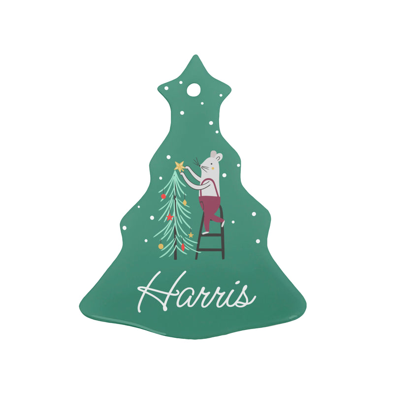 Personalised Christmas Mouse Ceramic Decoration
