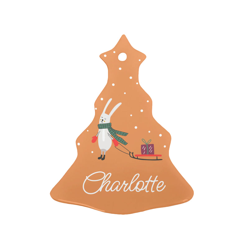 Personalised Sleigh Rabbit Christmas Decoration