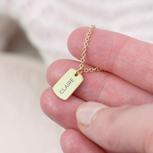 Personalised Gold Name Tag Necklace