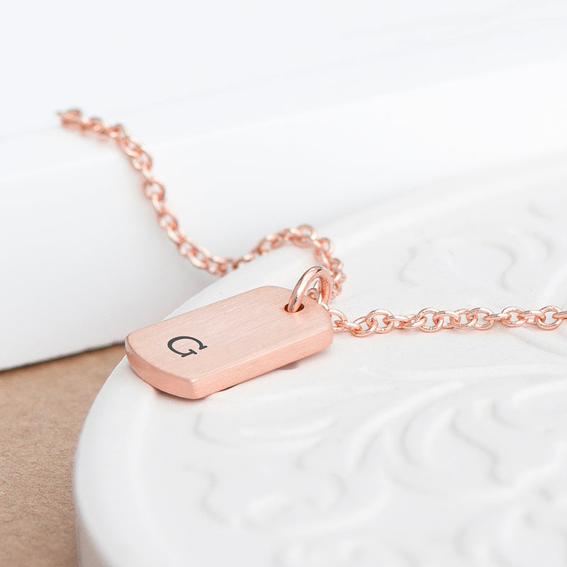 Personalised Rose Gold Initial Tag Necklace