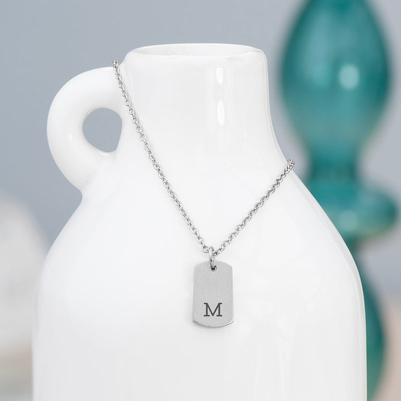 Personalised Silver Initial Tag Necklace
