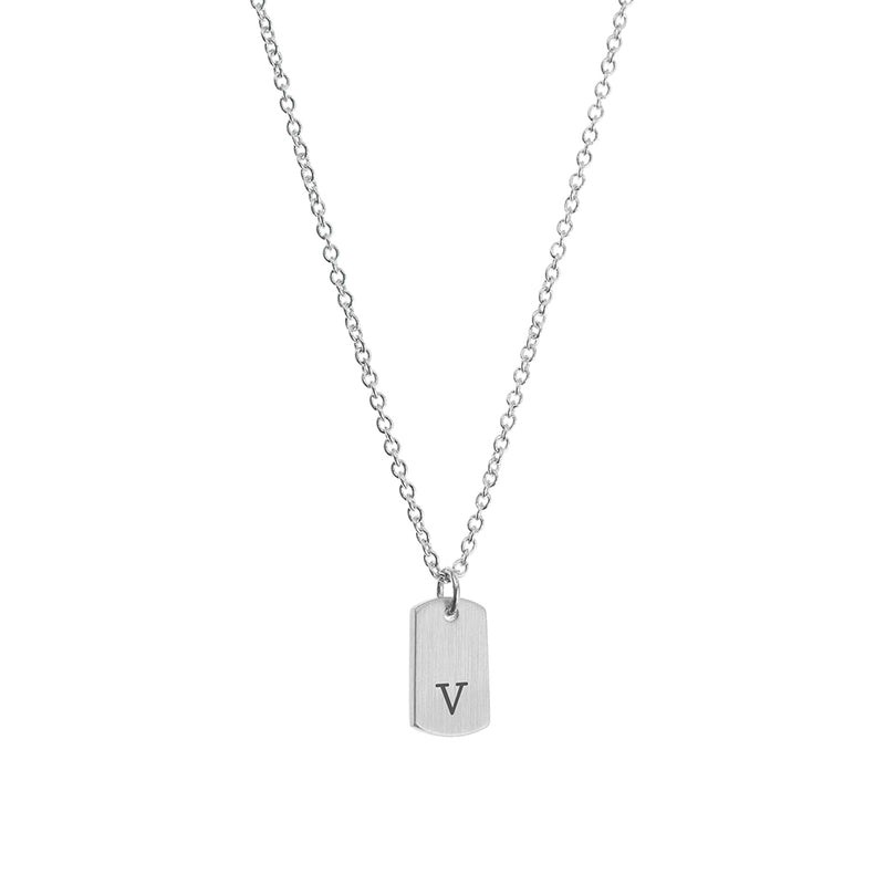 Personalised Silver Initial Tag Necklace