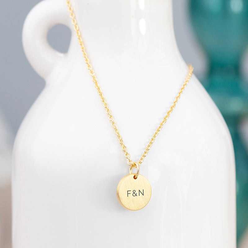 Personalised Monogrammed Gold Round Tag Necklace