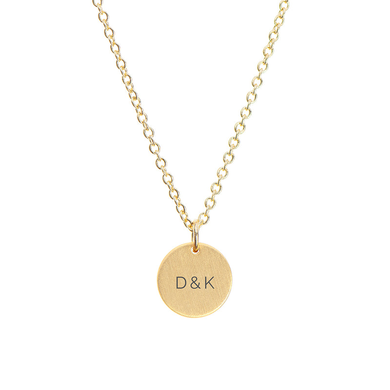 Personalised Monogrammed Gold Round Tag Necklace