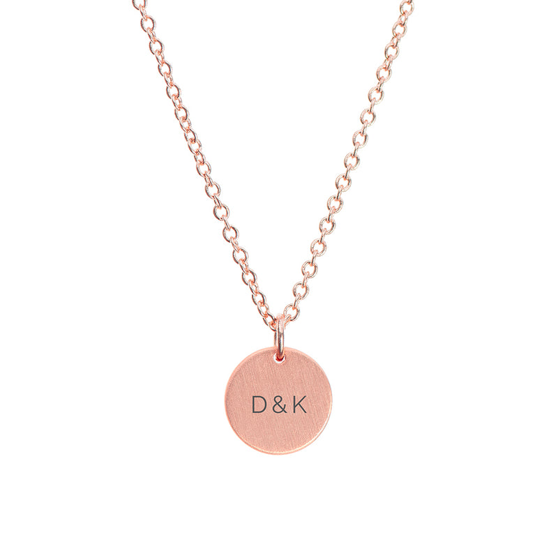 Personalised Monogrammed Rose Gold Round Tag Necklace