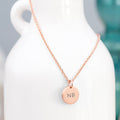 Personalised Monogrammed Rose Gold Round Tag Necklace