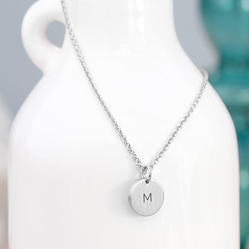 Personalised Monogrammed Silver Round Tag Necklace
