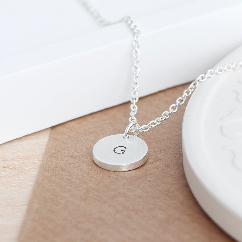 Personalised Monogrammed Silver Round Tag Necklace