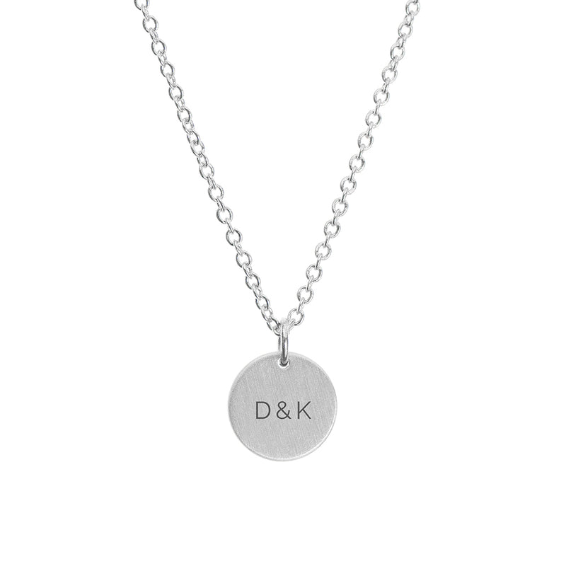 Personalised Monogrammed Silver Round Tag Necklace