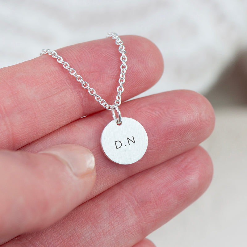 Personalised Monogrammed Silver Round Tag Necklace