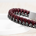 Personalised Men's Woven Leather and Stainless Steel Bracelet