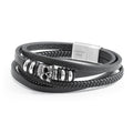 Personalised Men's Stacked Leather Skull Bracelet