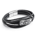 Personalised Men's Travel Compass Stacked Leather Bracelet