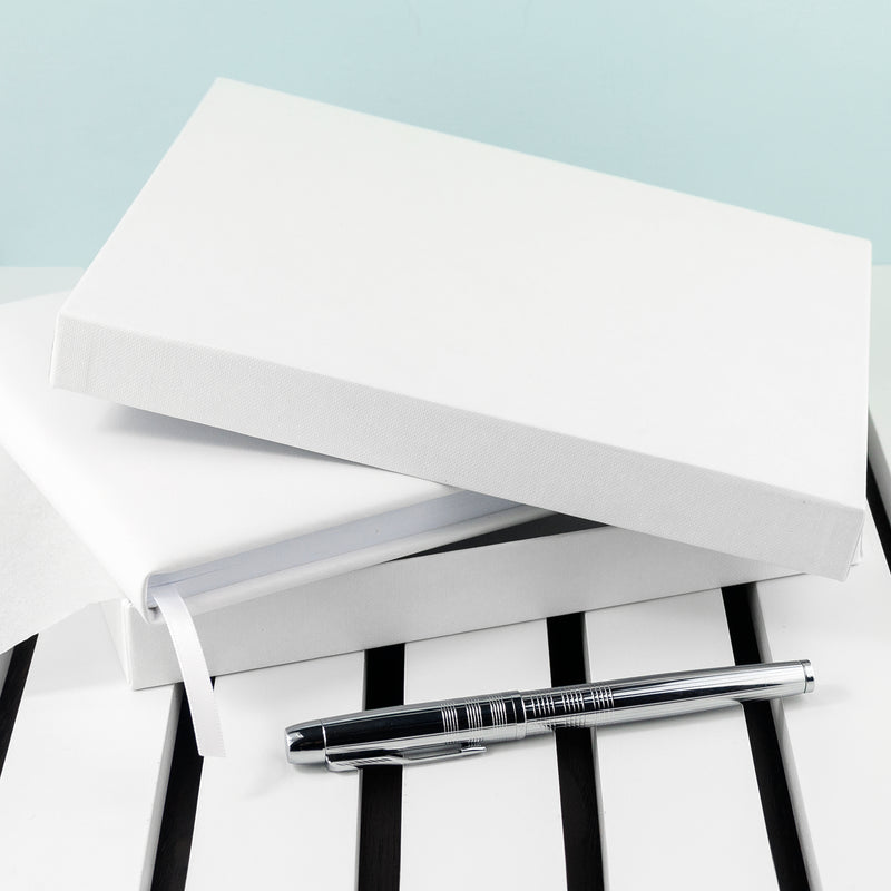 Personalised Luxury Medium White Leather Guest Book