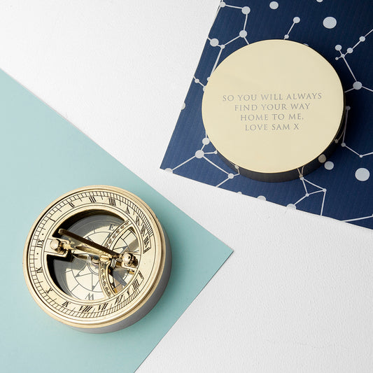 Personalised Adventurer's Brass Sundial and Compass
