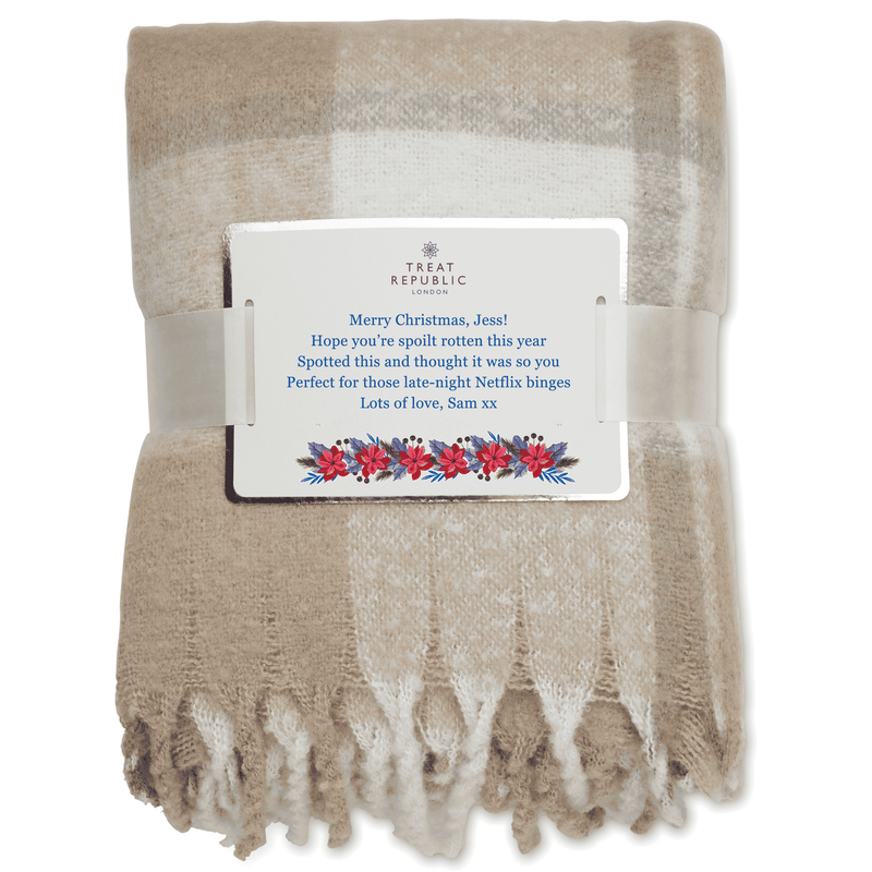 Personalised Chequered Mohair Feel Blanket