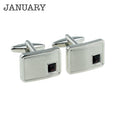 Personalised Rhodium Plated Birthstone Crystal Cufflink Set