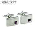 Personalised Rhodium Plated Birthstone Crystal Cufflink Set