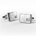 Personalised Rhodium Plated Birthstone Crystal Cufflink Set