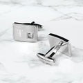 Personalised Rhodium Plated Birthstone Crystal Cufflink Set
