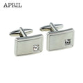 Personalised Rhodium Plated Birthstone Crystal Cufflink Set
