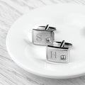 Personalised Rhodium Plated Birthstone Crystal Cufflink Set