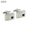 Personalised Rhodium Plated Birthstone Crystal Cufflink Set