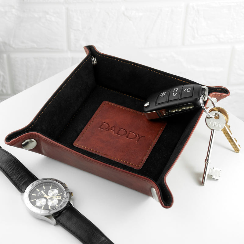 Personalised Dad's Luxury Brown Valet Tray