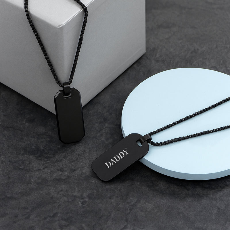Personalised Men's Gunmetal Dog Tag Necklace