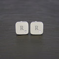 Personalised Men's Square Cufflink with Crystal