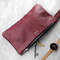 Personalised Monogrammed Burgundy Leather Clutch Bag