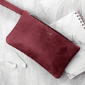 Personalised Monogrammed Burgundy Leather Clutch Bag
