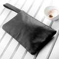 Personalised Monogrammed Black Leather Clutch Bag