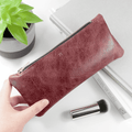 Personalised Luxury Slimline Leather Clutch in Burgundy