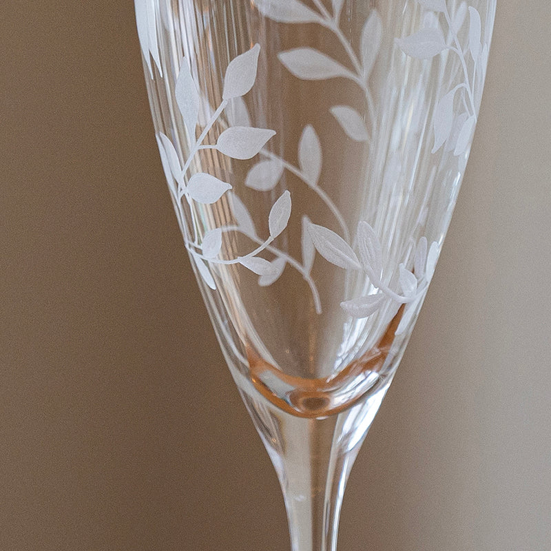 Personalised Floral Crystal Champagne Flutes - Set of Two