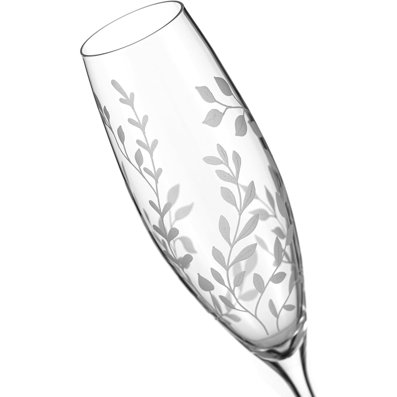 Personalised Floral Crystal Champagne Flutes - Set of Two
