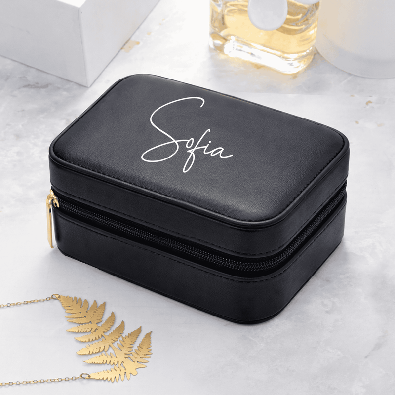 Personalised Black Leatherette Jewellery Box