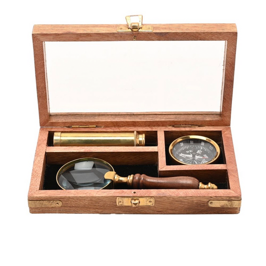 Personalised Classic Brass Explorer Gift Set, alternate view