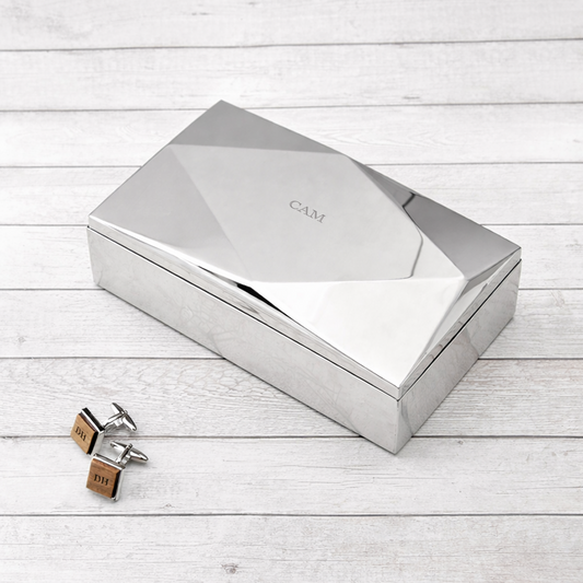 Personalised Monogrammed Men's Luxury Mirrored Geometric Valet Box