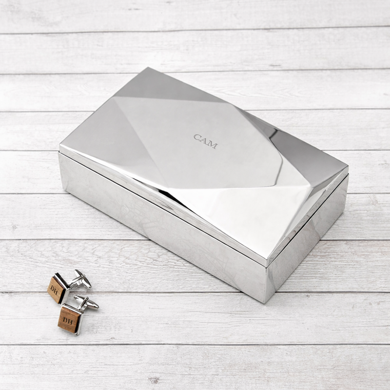 Personalised Monogrammed Men's Luxury Mirrored Geometric Valet Box