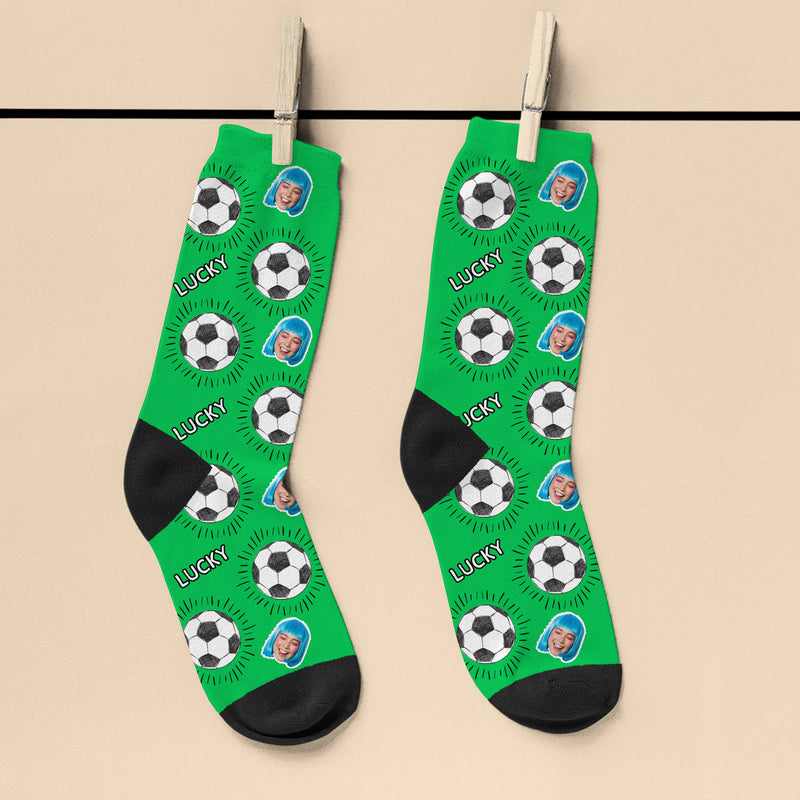 Personalised Lucky Football Photo Socks