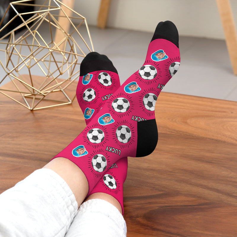 Personalised Lucky Football Photo Socks