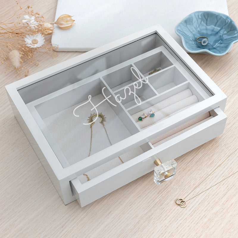 Personalised Luxury Glass Drawer Jewellery Box