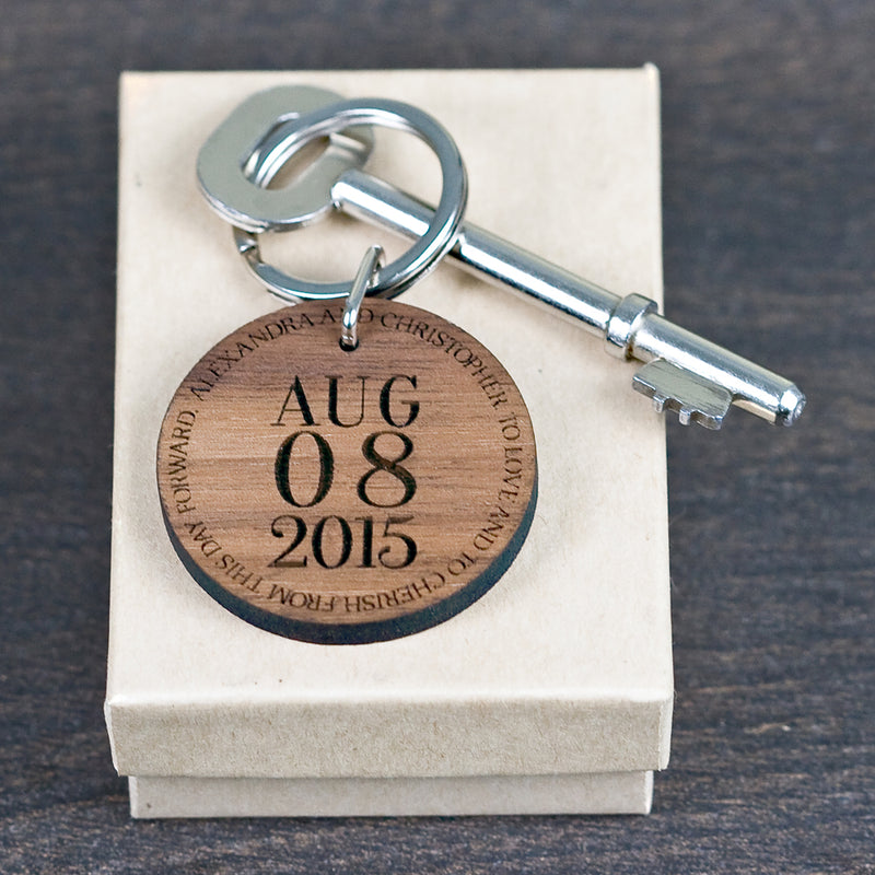 Personalised Custom Special Date Keyring - Circular Message Design